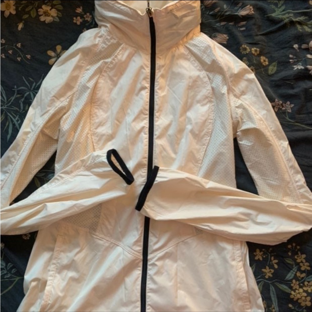 lululemon athletica White Lightweight Jacket with foldable hood